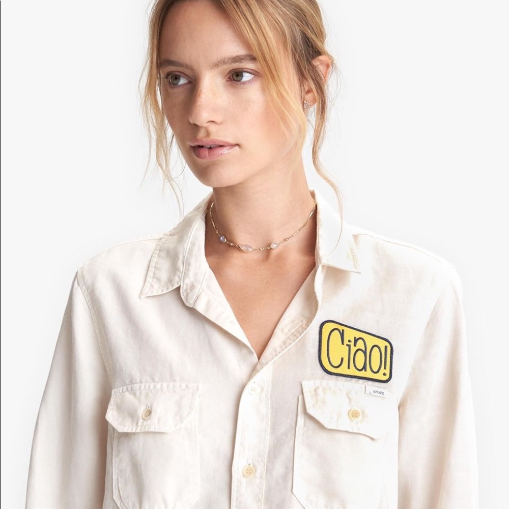 MOTHER The Trooper Button Up Shirt In Ciao NEW